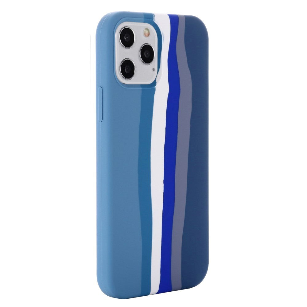 iPhone 13 Pro Fleksibel Silikone Cover - Regnbue - Blå