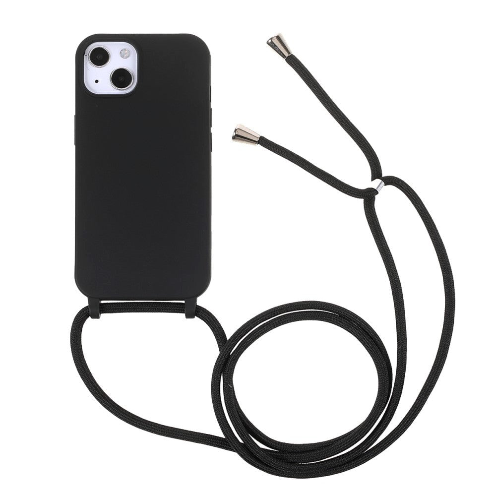iPhone 13 Mini Fleksibelt Plastik Cover m. Snor / Strop - Sort