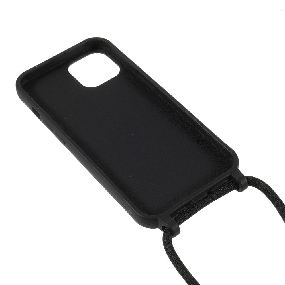 iPhone 13 Mini Fleksibelt Plastik Cover m. Snor / Strop - Sort