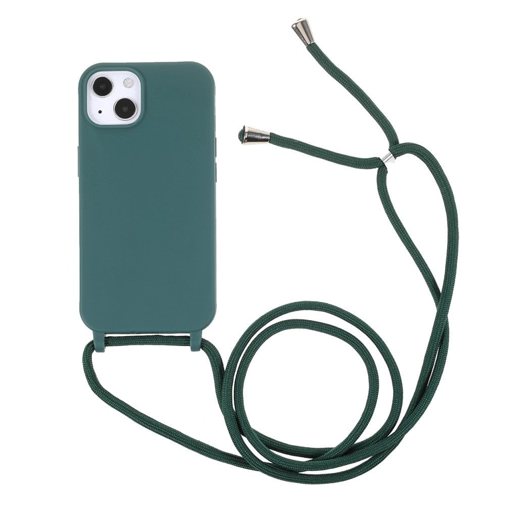 iPhone 13 Fleksibelt Plastik Cover m. Snor / Strop - Grøn