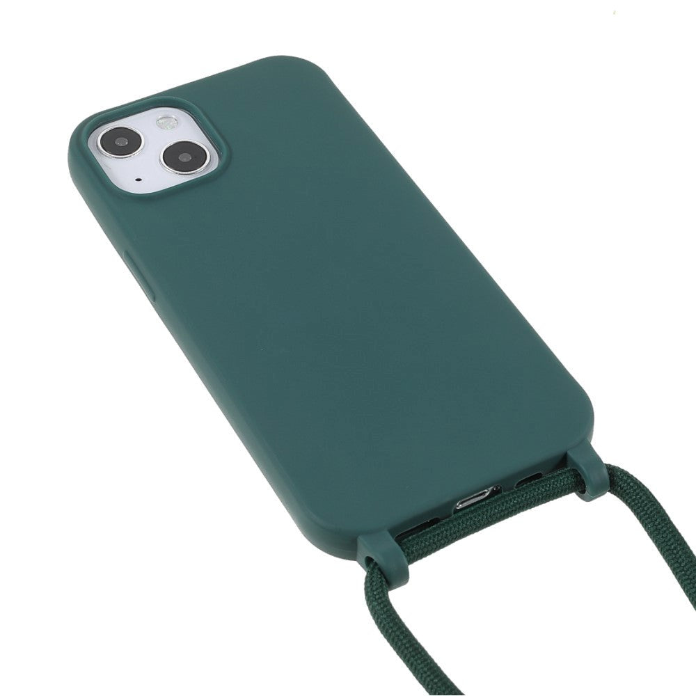 iPhone 13 Fleksibelt Plastik Cover m. Snor / Strop - Grøn