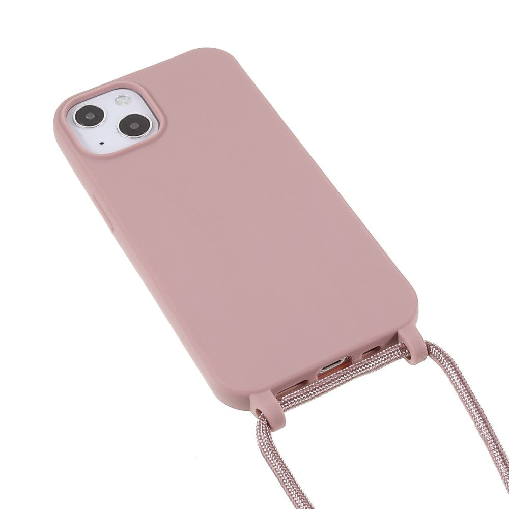 iPhone 13 Fleksibelt Plastik Cover m. Snor / Strop - Rosa