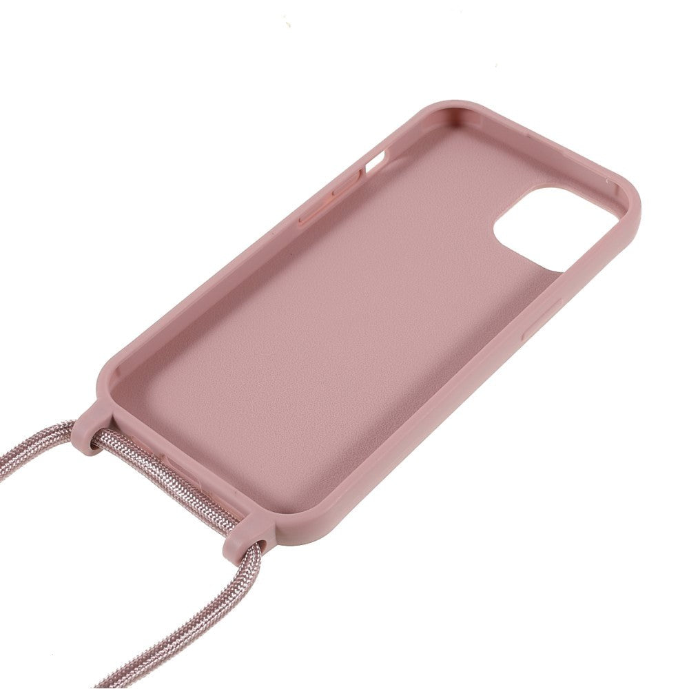 iPhone 13 Fleksibelt Plastik Cover m. Snor / Strop - Rosa