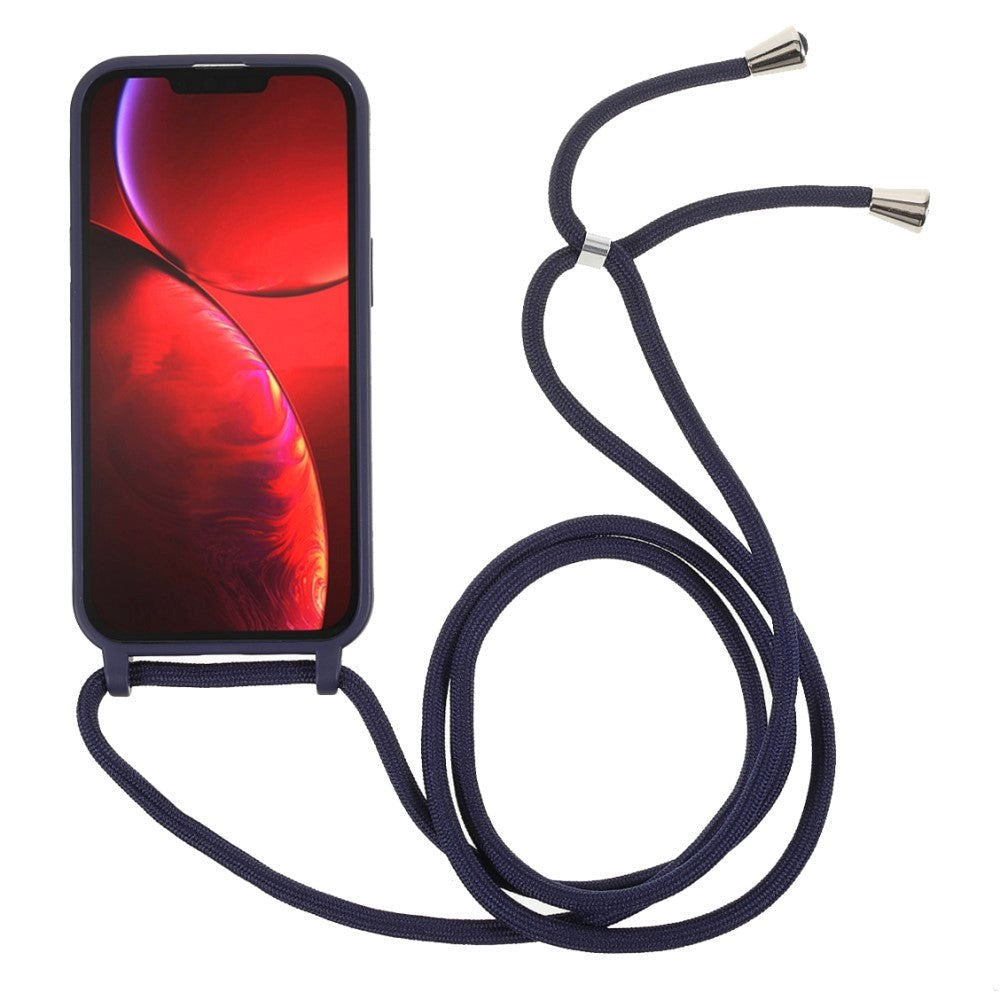 iPhone 13 Fleksibelt Plastik Cover m. Snor / Strop - Blå