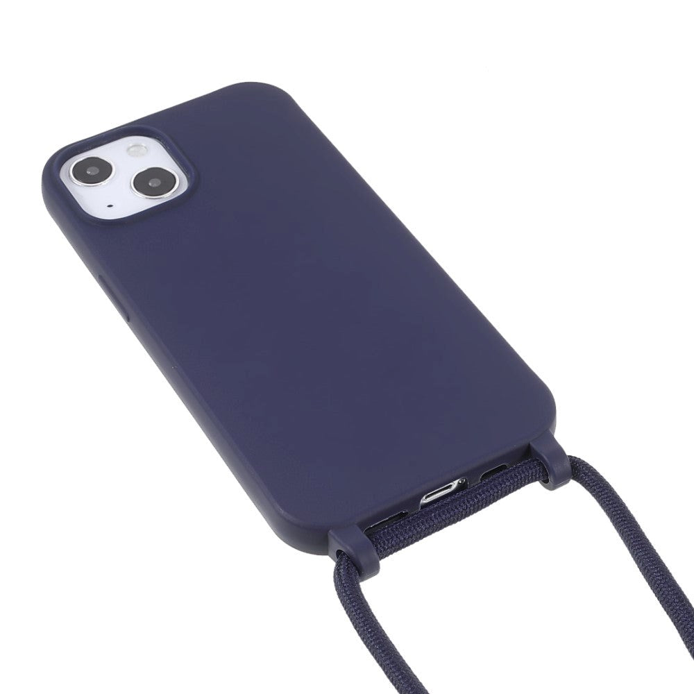 iPhone 13 Fleksibelt Plastik Cover m. Snor / Strop - Blå