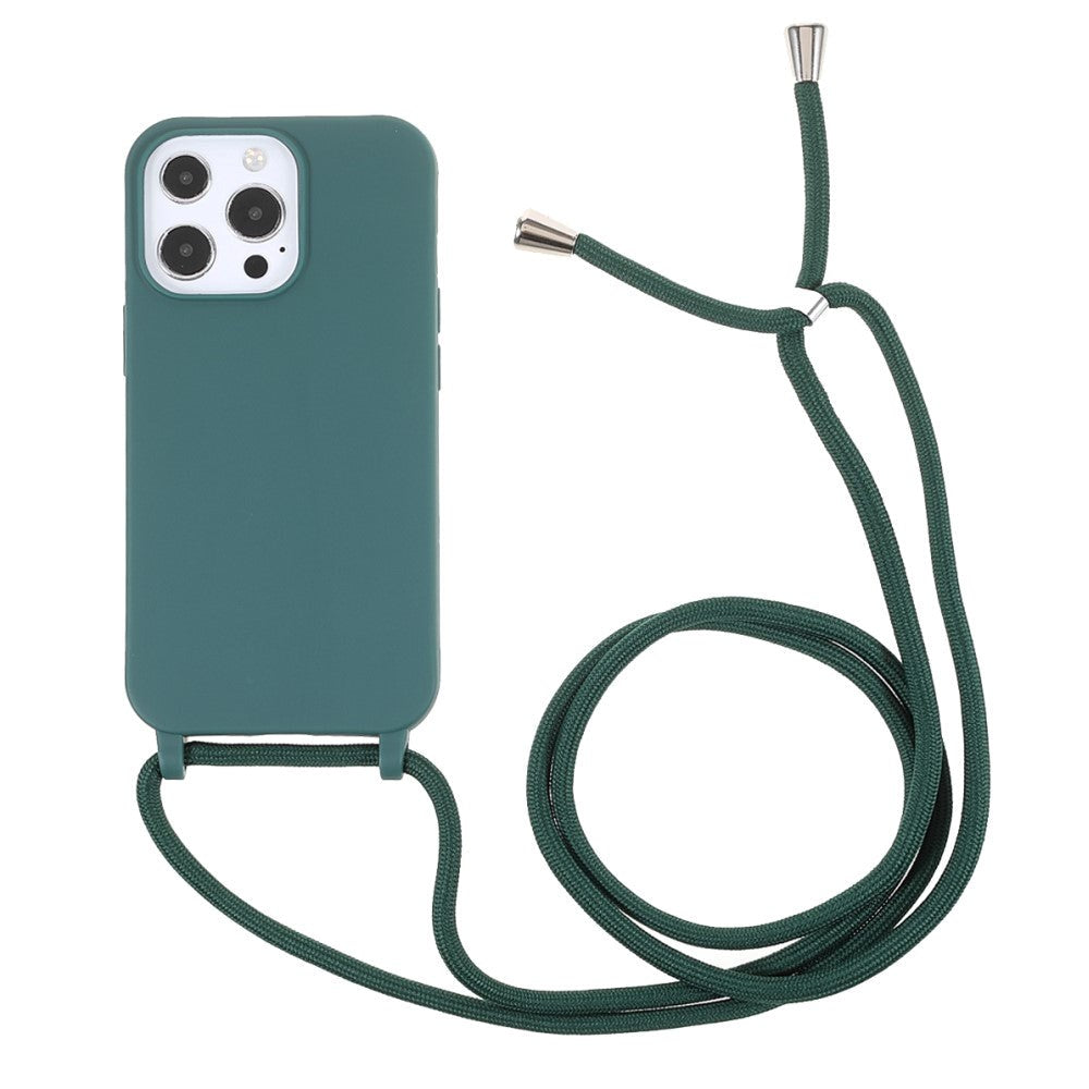iPhone 13 Pro Fleksibelt Plastik Cover m. Snor / Strop - Grøn