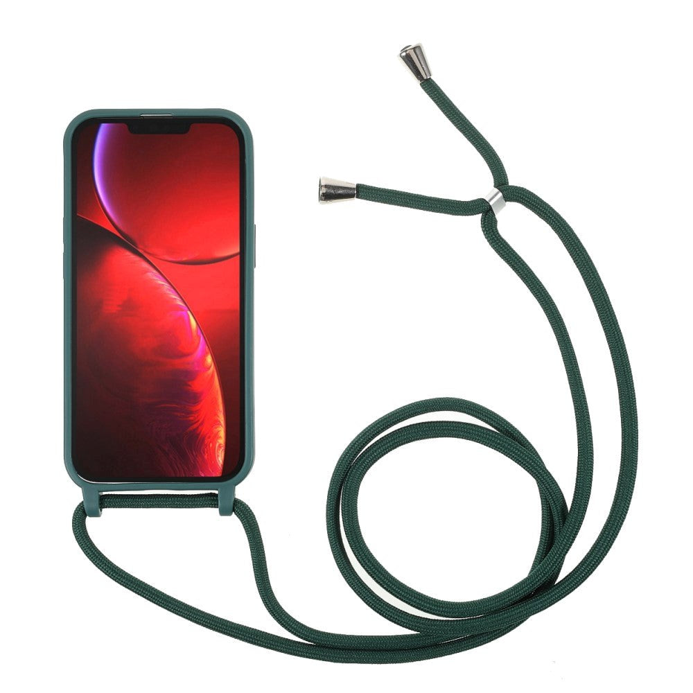 iPhone 13 Pro Fleksibelt Plastik Cover m. Snor / Strop - Grøn