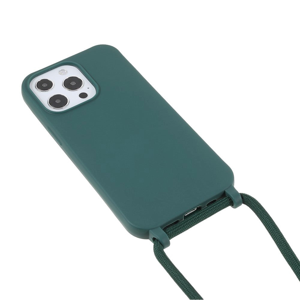 iPhone 13 Pro Fleksibelt Plastik Cover m. Snor / Strop - Grøn