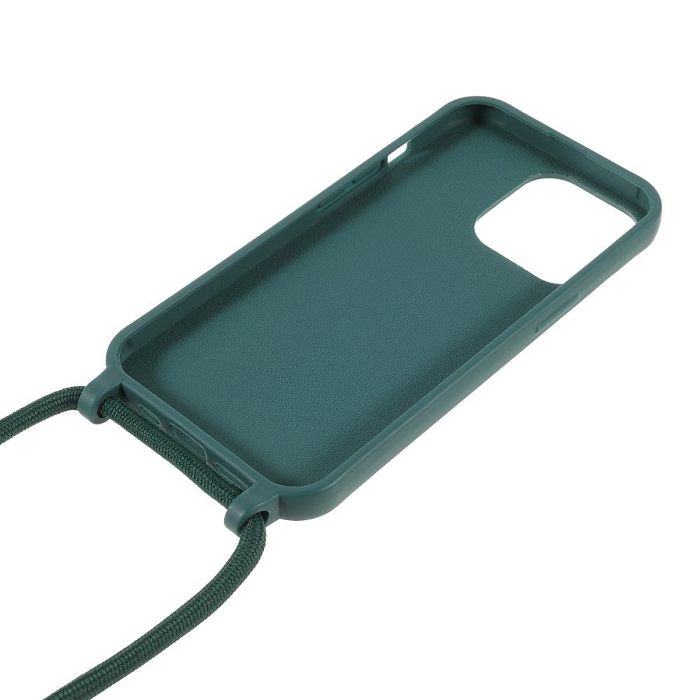 iPhone 13 Pro Fleksibelt Plastik Cover m. Snor / Strop - Grøn