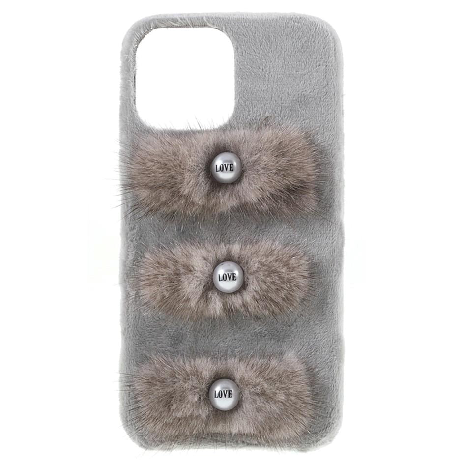 iPhone 13 Plastik Cover - Plysbelagte Kærlighedsperler - Grå