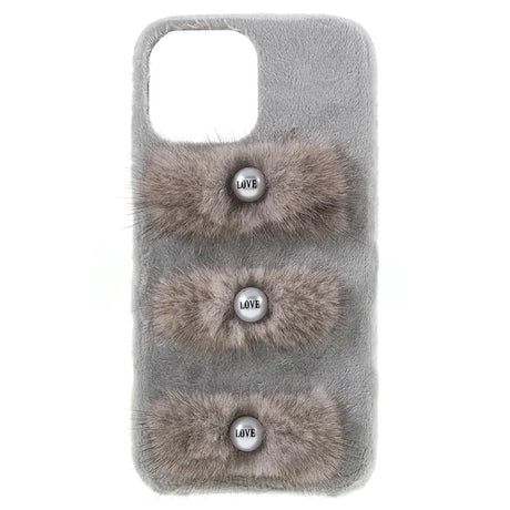 iPhone 13 Plastik Cover - Plysbelagte Kærlighedsperler - Grå