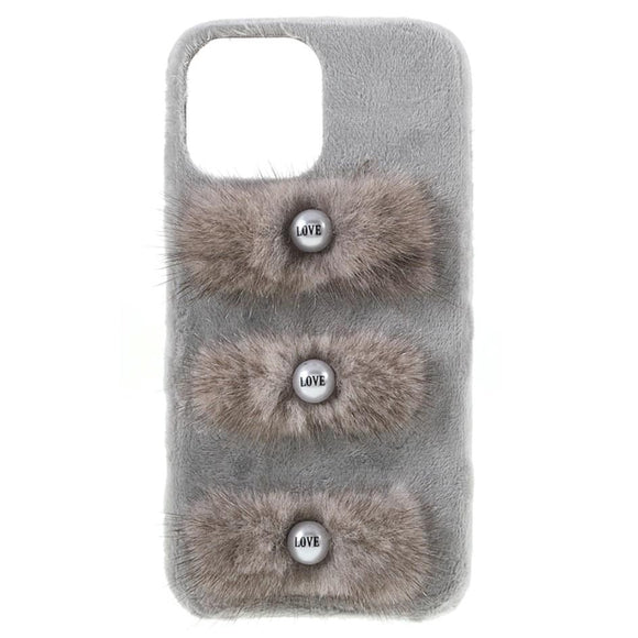 iPhone 13 Plastik Cover - Plysbelagte Kærlighedsperler - Grå