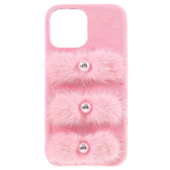 iPhone 13 Pro Plastik Cover - Plysbelagte Kærlighedsperler - Lyserød