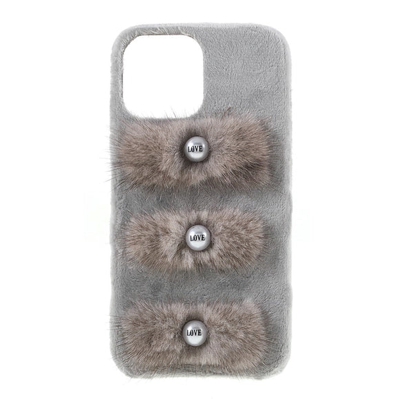 iPhone 13 Pro Plastik Cover - Plysbelagte Kærlighedsperler - Grå