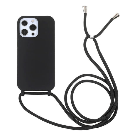 iPhone 13 Pro Max Fleksibelt Plastik Cover m. Snor / Strop - Sort