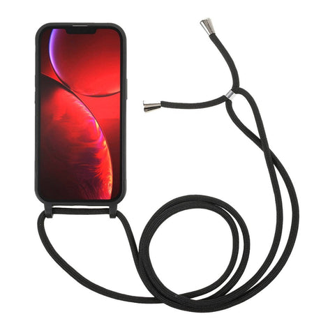 iPhone 13 Pro Max Fleksibelt Plastik Cover m. Snor / Strop - Sort