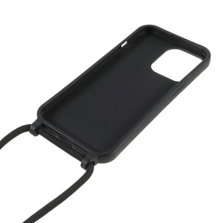 iPhone 13 Pro Max Fleksibelt Plastik Cover m. Snor / Strop - Sort