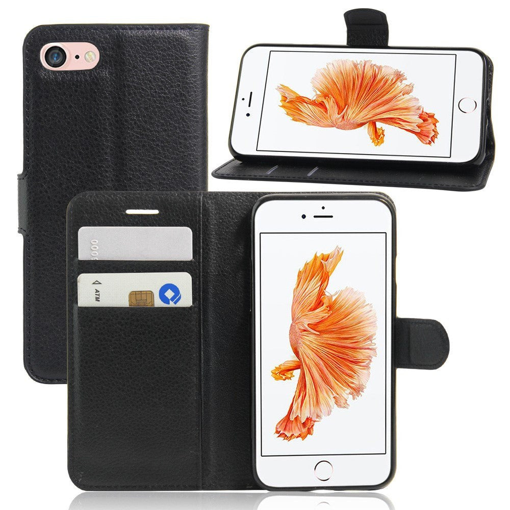 iPhone SE (2022 / 2020) / 8 / 7 Mobilcover m. Pung Soft Pouch Læder Sort