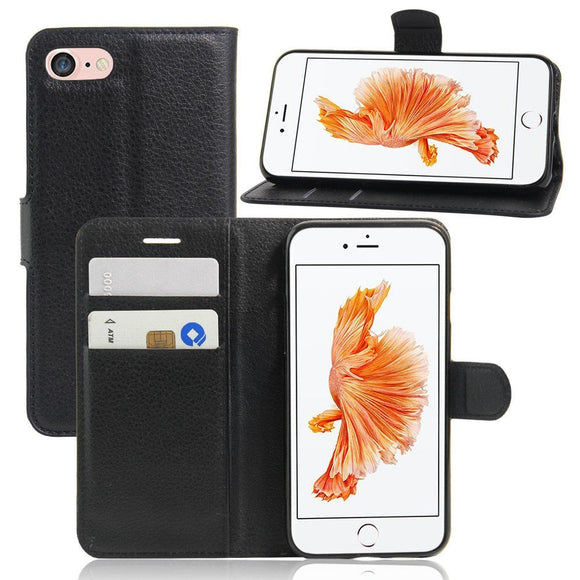 iPhone SE (2022 / 2020) / 8 / 7 Mobilcover m. Pung Soft Pouch Læder Sort