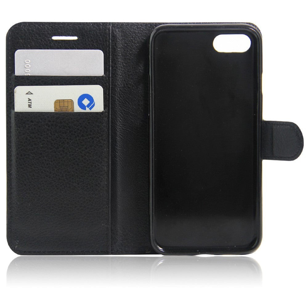 iPhone SE (2022 / 2020) / 8 / 7 Mobilcover m. Pung Soft Pouch Læder Sort