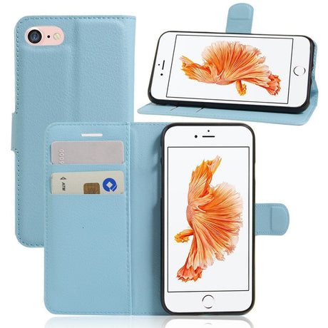 iPhone SE (2022 / 2020) / 8 / 7 Mobilcover m. Pung Soft Pouch Læder Lyseblå