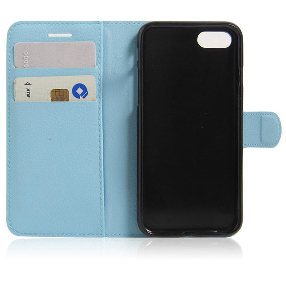 iPhone SE (2022 / 2020) / 8 / 7 Mobilcover m. Pung Soft Pouch Læder Lyseblå