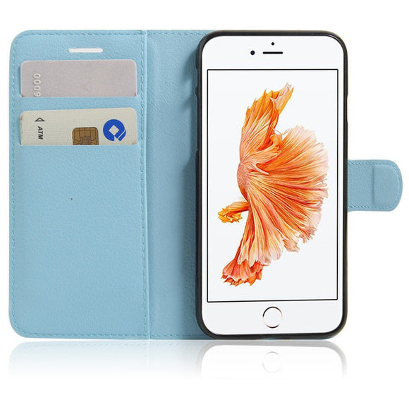 iPhone SE (2022 / 2020) / 8 / 7 Mobilcover m. Pung Soft Pouch Læder Lyseblå