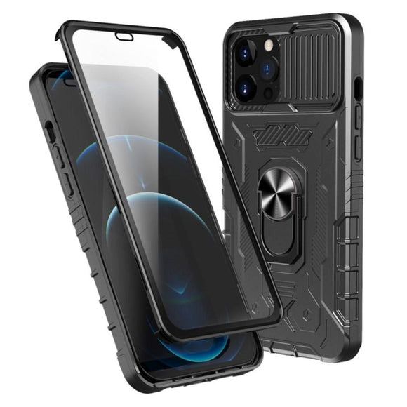iPhone 13 Pro Max Håndværker Cover + Hærdet Glas Skærmbeskyttelse - Sort