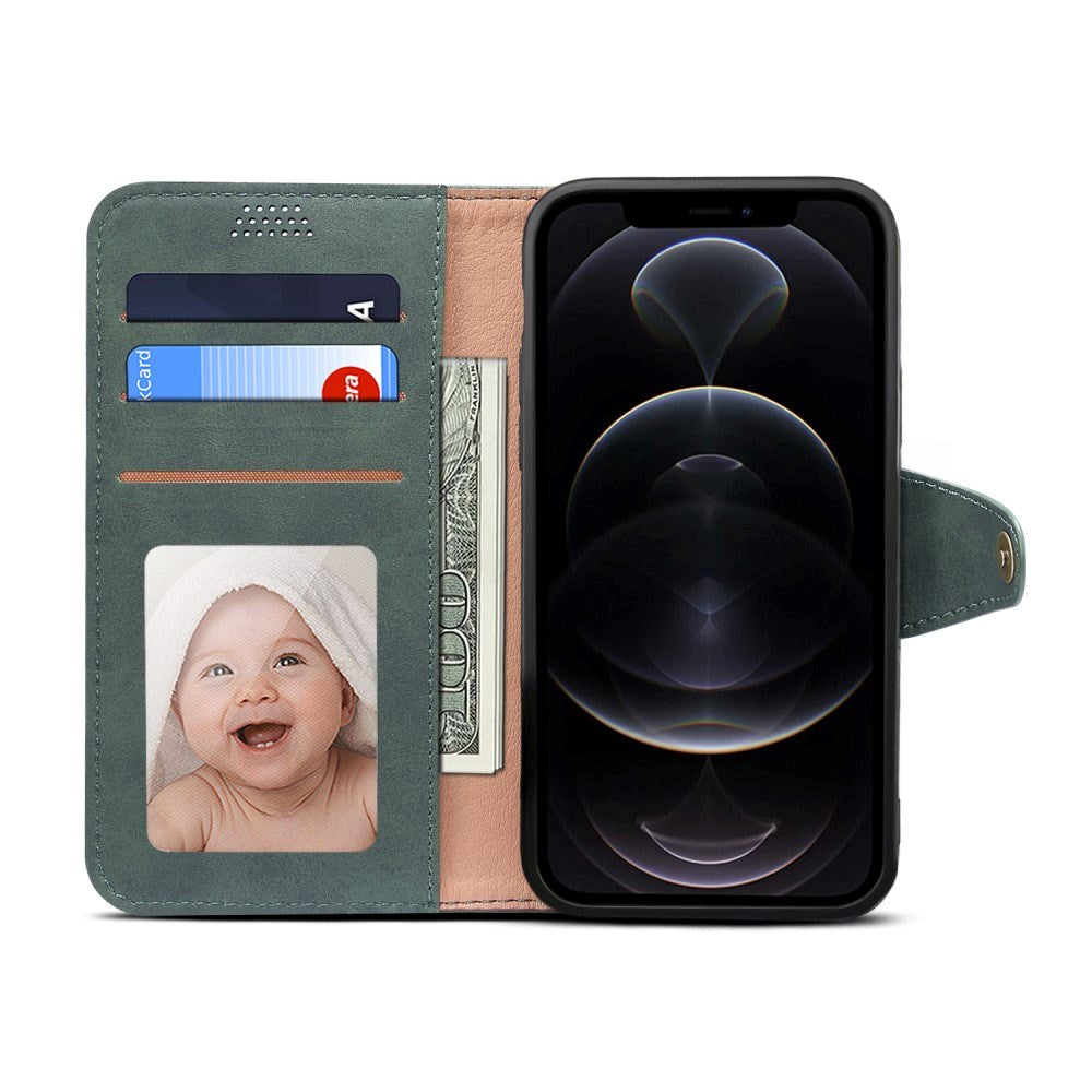 iPhone 13 Kunstlæder Cover m. Pung  - Grøn