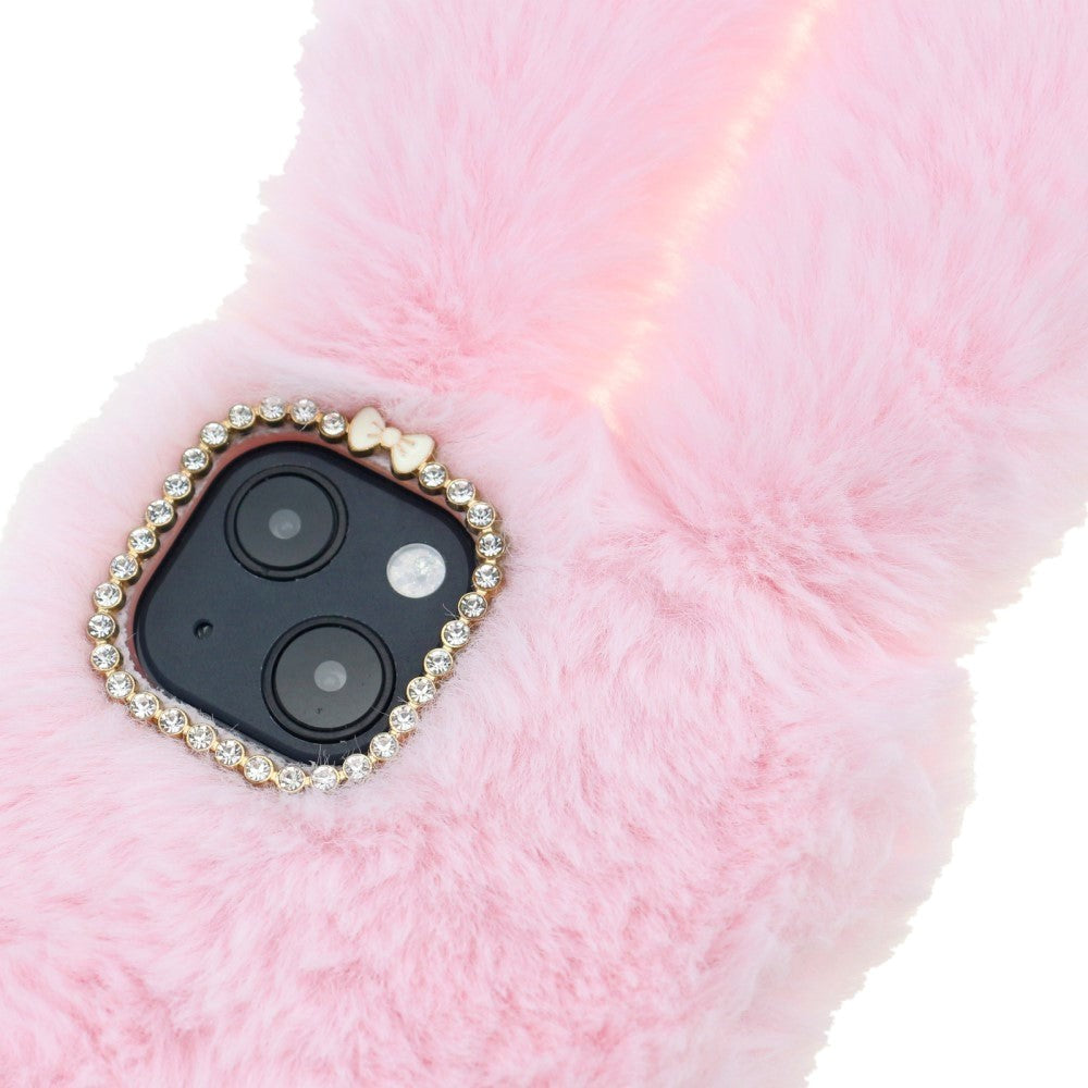 iPhone 13 Kanin Pels Cover - Pink