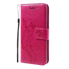 iPhone SE (2022 / 2020) / 8 / 7 Sommerfugle Læder Cover m. Pung Pink