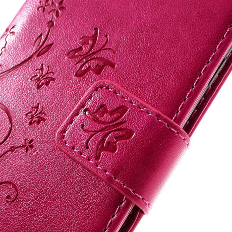 iPhone SE (2022 / 2020) / 8 / 7 Sommerfugle Læder Cover m. Pung Pink