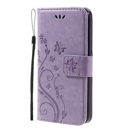 iPhone SE (2022 / 2020) / 8 / 7 Sommerfugle Læder Cover m. Pung Lilla
