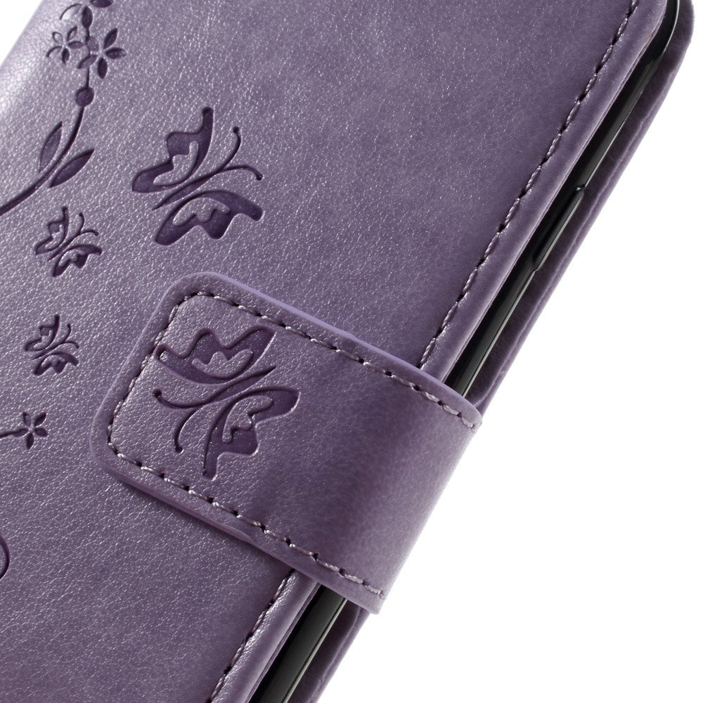 iPhone SE (2022 / 2020) / 8 / 7 Sommerfugle Læder Cover m. Pung Lilla