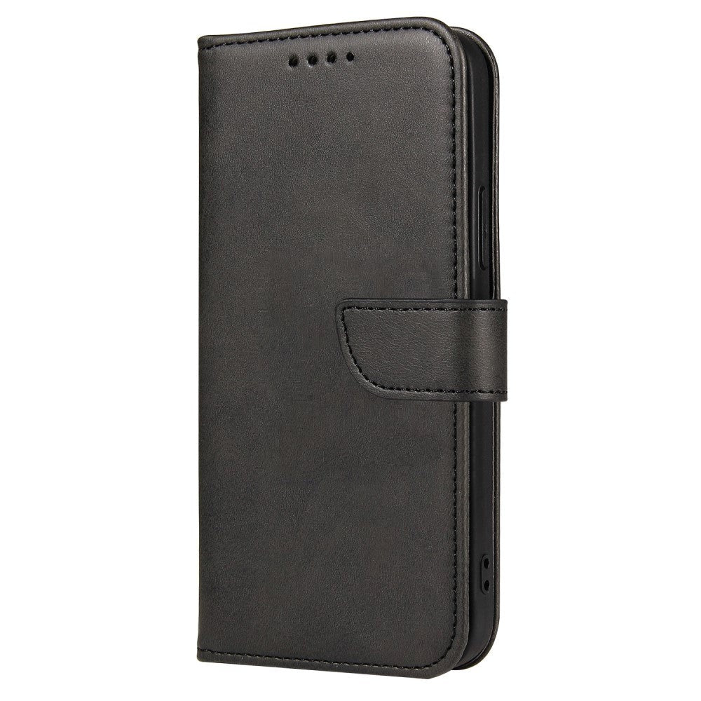 iPhone 13 Læder Cover m. Pung & Magnetisk Luk - Sort