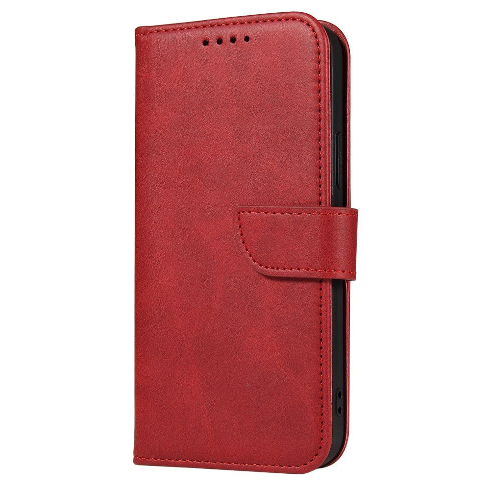 iPhone 13 Læder Cover m. Pung & Magnetisk Luk - Rød