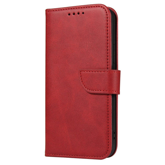 iPhone 13 Læder Cover m. Pung & Magnetisk Luk - Rød