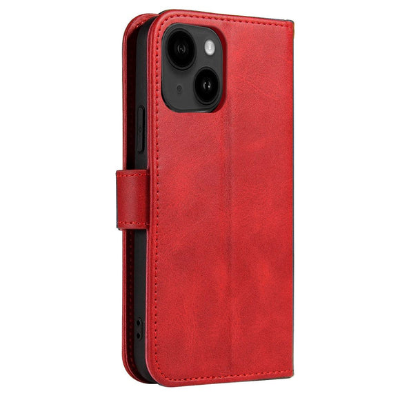 iPhone 13 Læder Cover m. Pung & Magnetisk Luk - Rød