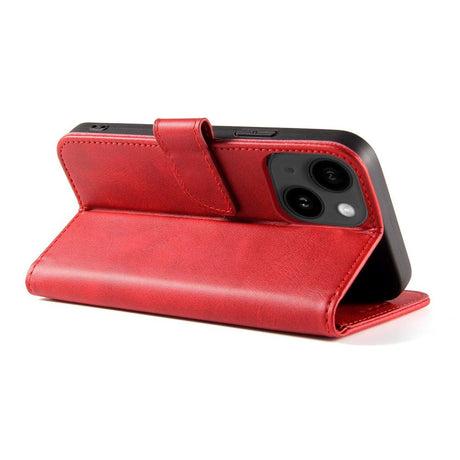 iPhone 13 Læder Cover m. Pung & Magnetisk Luk - Rød