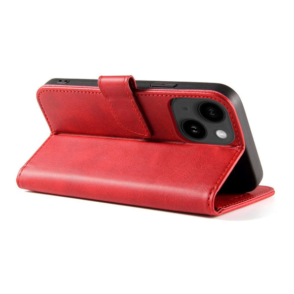 iPhone 13 Læder Cover m. Pung & Magnetisk Luk - Rød