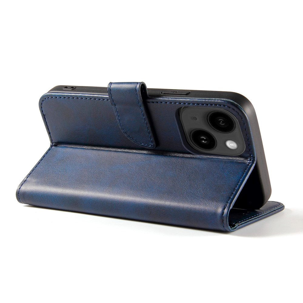 iPhone 13 Læder Cover m. Pung & Magnetisk Luk - Blå