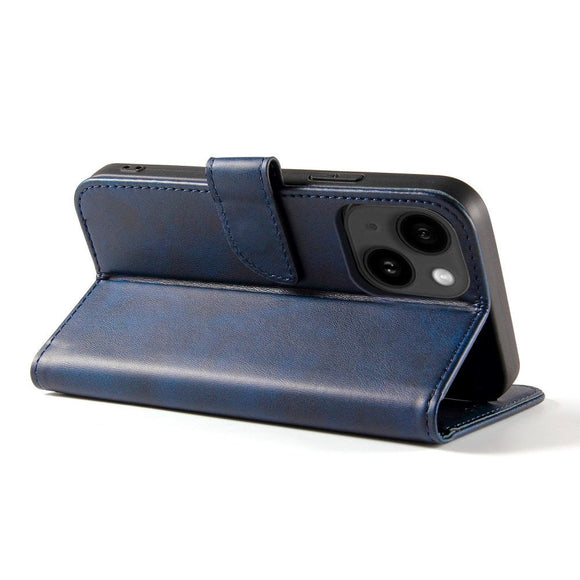 iPhone 13 Læder Cover m. Pung & Magnetisk Luk - Blå