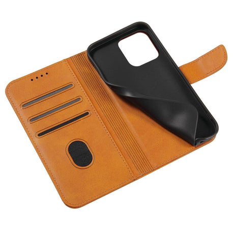 iPhone 13 Læder Cover m. Pung & Magnetisk Luk - Lys Brun