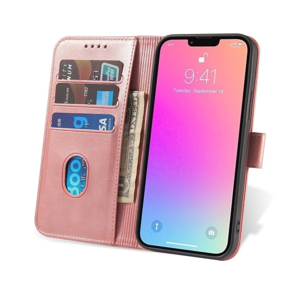 iPhone 13 Mini Læder Cover m. Pung & Magnetisk Luk - Rose Gold