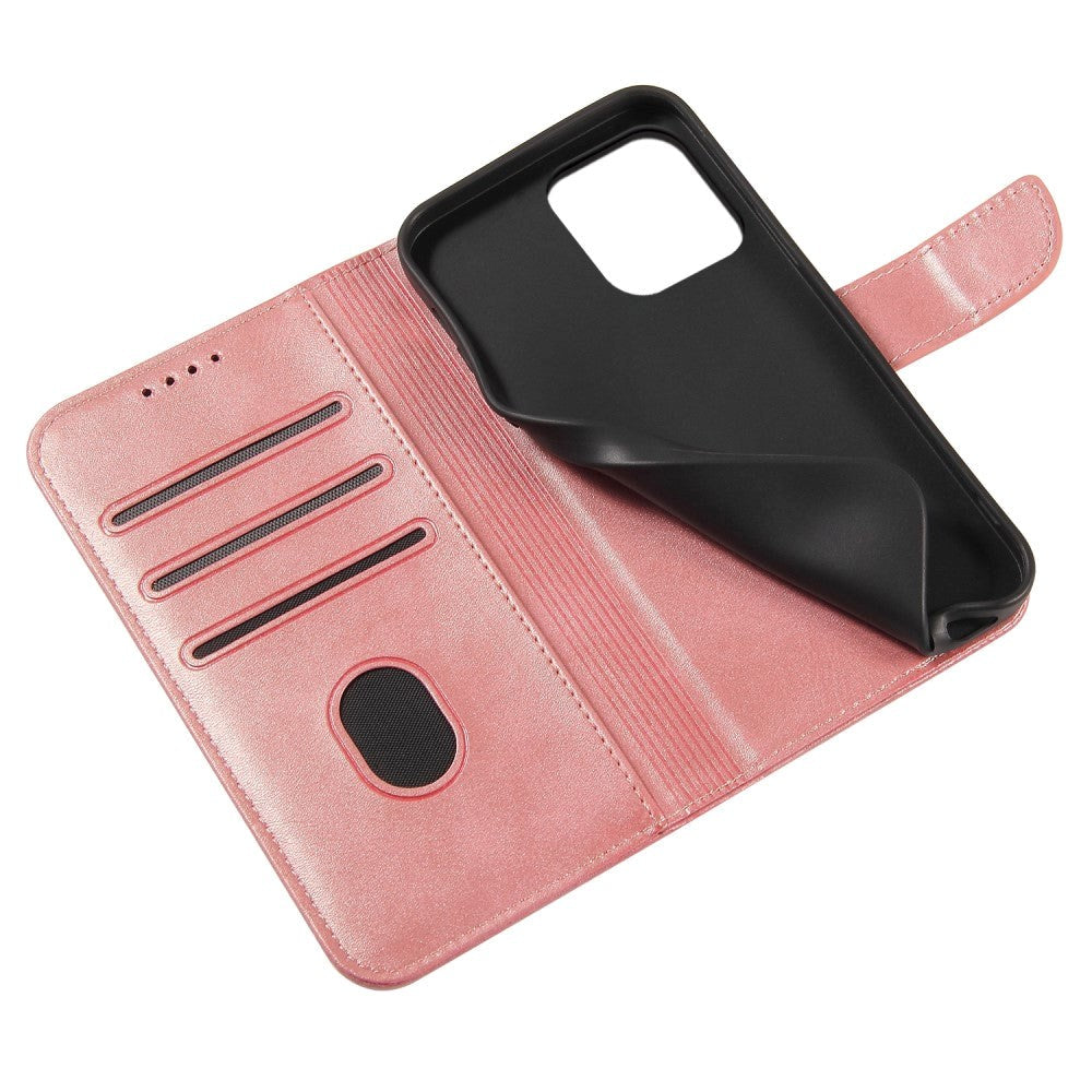 iPhone 13 Mini Læder Cover m. Pung & Magnetisk Luk - Rose Gold