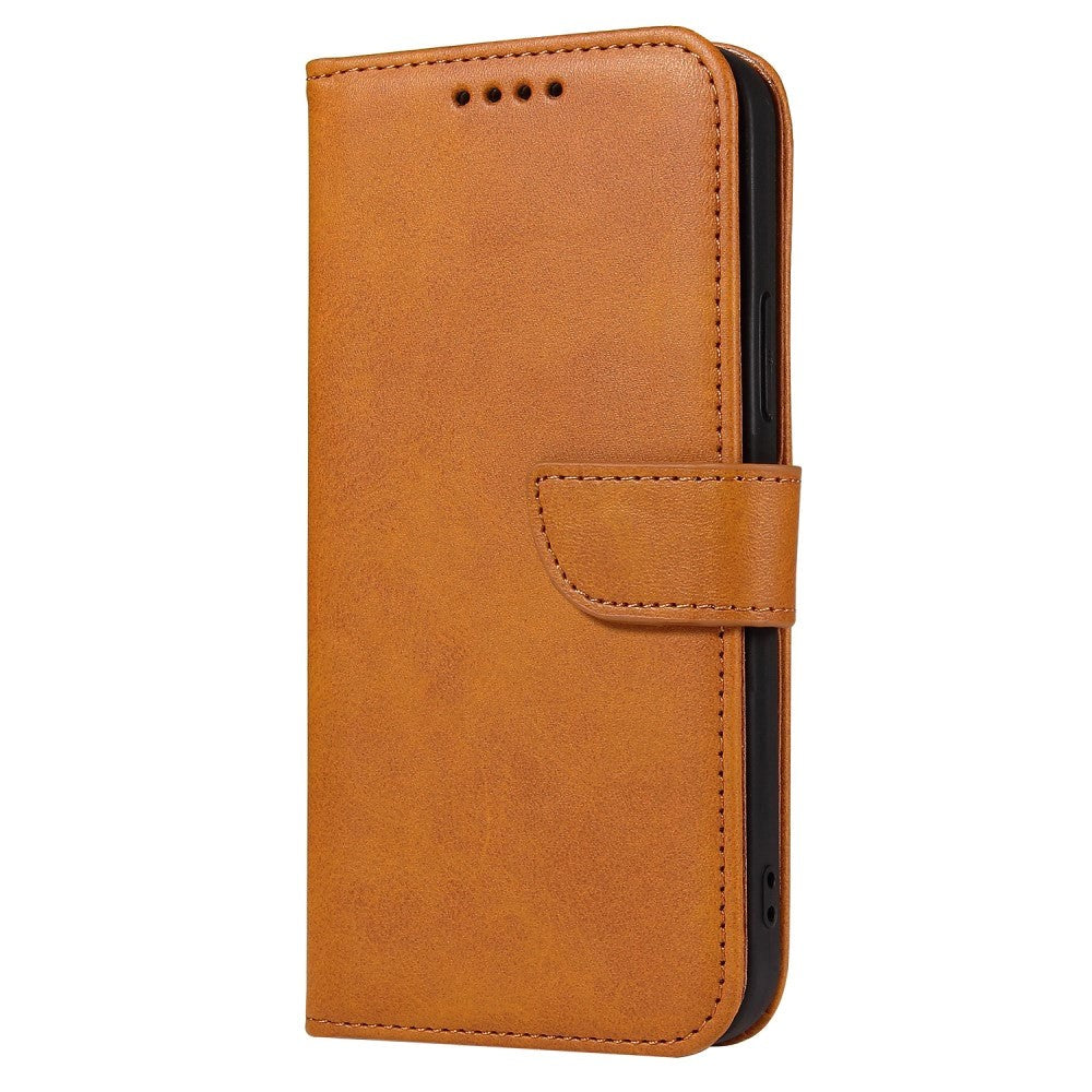 iPhone 13 Læder Cover m. Pung & Magnetisk Luk - Lys Brun