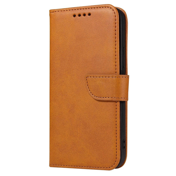 iPhone 13 Læder Cover m. Pung & Magnetisk Luk - Lys Brun