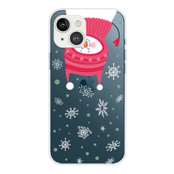 iPhone 13 Fleksibelt Plastik Jule Cover - Snemand & Snefnug