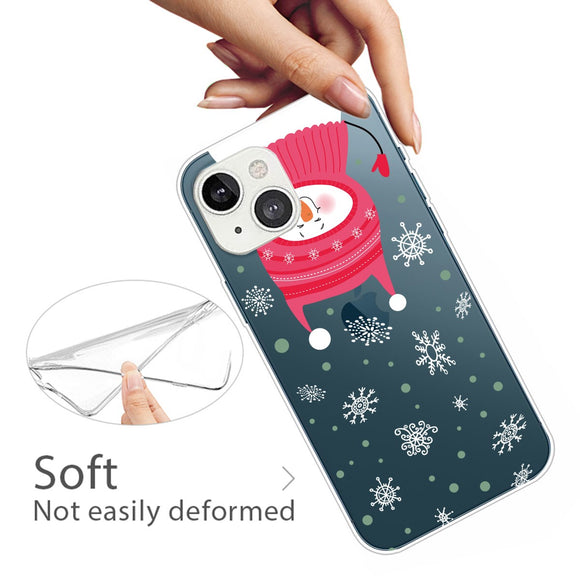 iPhone 13 Fleksibelt Plastik Jule Cover - Snemand & Snefnug