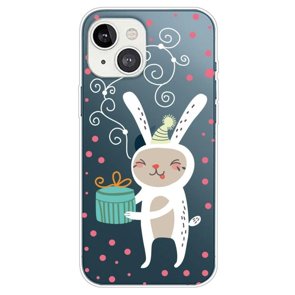 iPhone 13 Plastik Jule Cover - Gavekanin - Gennemsigtig
